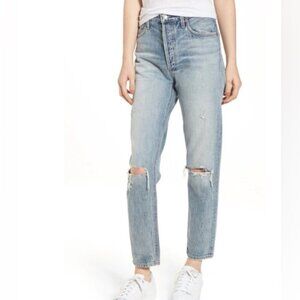 AGOLDE Jamie High Rise Classic Button Fly distressed 5 pocket denim jean 26